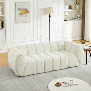 English Elm Chenille Cloud Sofa with Quilted Seat and Piano Backrest for Modern Living Spaces Beige W834P442222