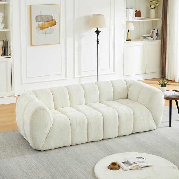 English Elm Chenille Cloud Sofa with Quilted Seat and Piano Backrest for Modern Living Spaces Beige W834P442222