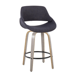 English Elm Fixed-height Swivel Counterstools Charcoal Upholstered Bentwood Seat Set Kitchen Island B202S01819