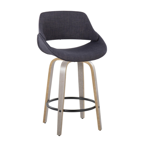 English Elm Fixed-height Swivel Counterstools Charcoal Upholstered Bentwood Seat Set Kitchen Island B202S01819