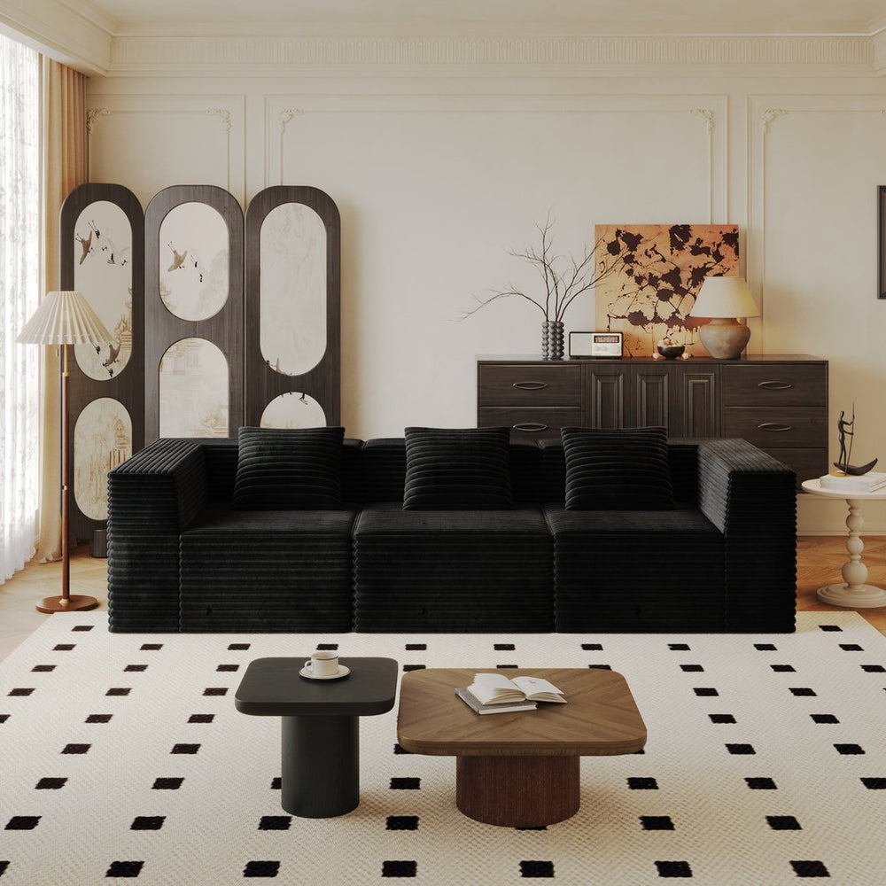 English Elm Modular Sectional Couches - Ultra-Comfortable Memory Foam Sofa With Stylish Corduroy, No Assembly Needed! W3434S00022