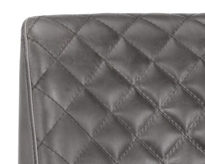 Sunpan Leighland Classic Barstool with Antique Brass Frame and Diamond-Stitched Faux Leather Upholstery Overcast Grey