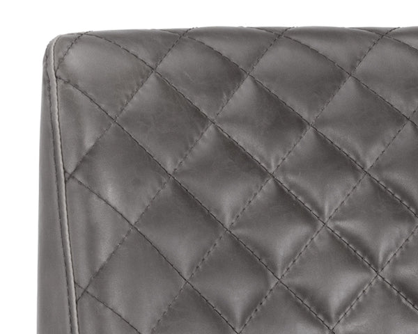 Sunpan Leighland Classic Barstool with Antique Brass Frame and Diamond-Stitched Faux Leather Upholstery Overcast Grey