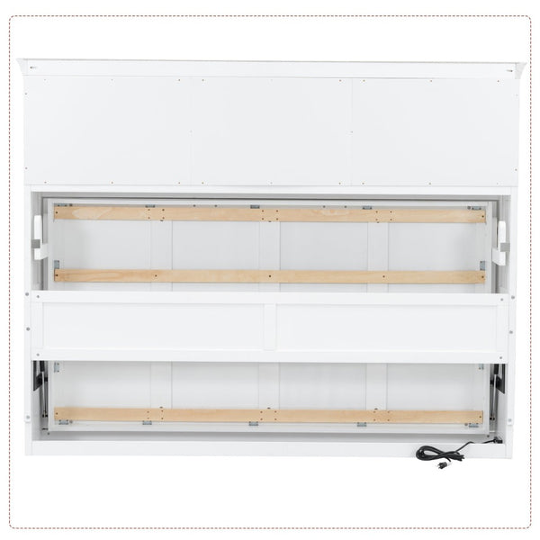 English Elm Twin Size Murphy Bed With Charging Station & Storage Drawer – Stylish, Space-Saving Solution! N7090004019K-GIGA