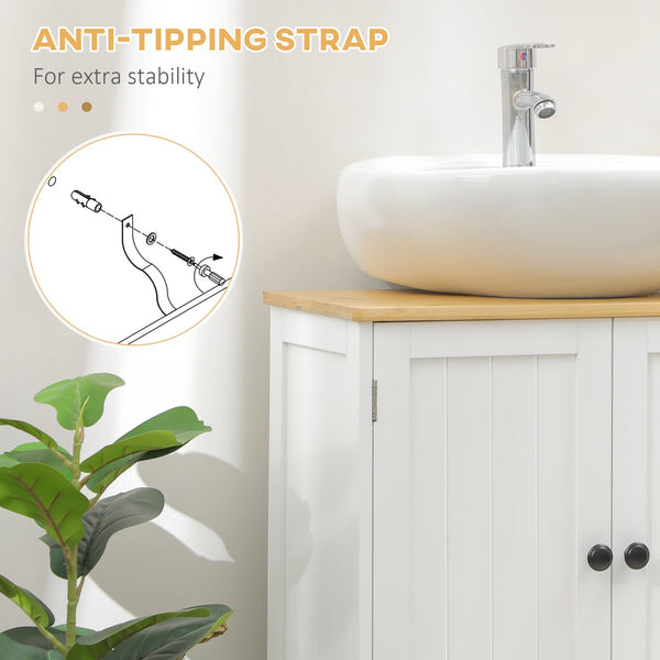 English Elm Kleankin Modern Under Sink Storage Cabinet With Double Doors, Adjustable Shelf, Space-Saving Design In White W2225P216995