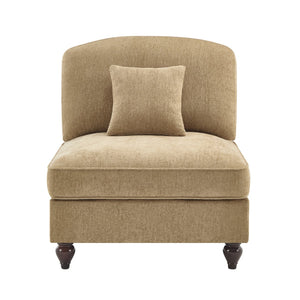 English Elm Armless Chenille Sofa Sculptural Spindle Legs Silver Thread Upholstery Living Room Light Coffee W3041P332623