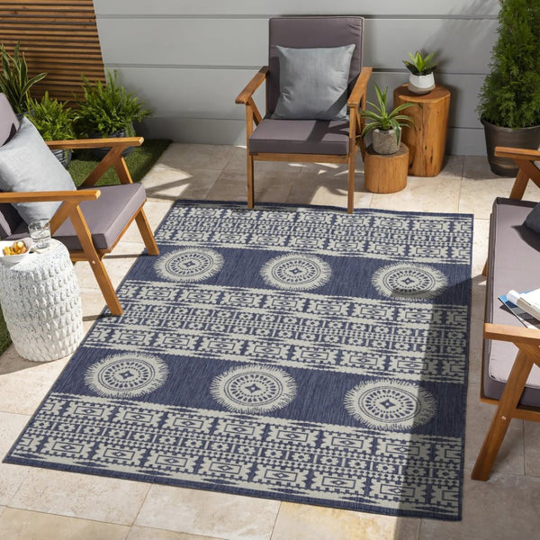 English Elm Sunshine Blue 2 Ft. 7 In. X 7 Ft. 3 In. Durable Indoor/Outdoor Area Rug - Coastal Charm & Easy Care! B186P198918-GIGA