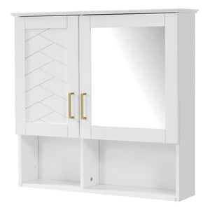 English Elm 2-in-1 Matte Wall Mounted Medicine Cabinet Soft Close Mirror Storage for Bathroom Vanity White N710P389456K