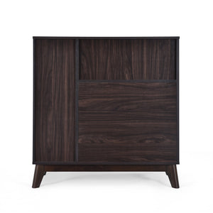 English Elm Christopher Knight Home® - CABINET mid-century modern faux wood storage console with splayed legs, drawers & cubby shelves Wenge 67351.00WENG