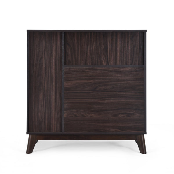 English Elm Christopher Knight Home® - CABINET mid-century modern faux wood storage console with splayed legs, drawers & cubby shelves Wenge 67351.00WENG