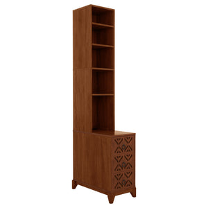 English Elm End Table With Built-In Charging, 3 Drawers & 4 Open Shelves For Smart, Organized Living Space W2593P289148