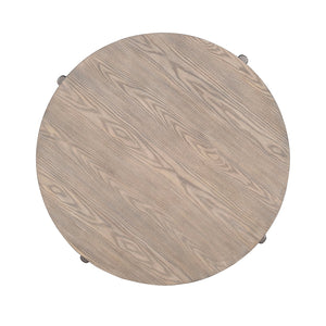 English Elm Round Round End Table with Metal Legs and Open Shelf, Modern Circular Accent Table, Durable Design Natural 50 L x 50 W x 8 H B2741P395331