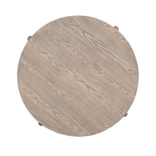 English Elm Round Round End Table with Metal Legs and Open Shelf, Modern Circular Accent Table, Durable Design Natural 50 L x 50 W x 8 H B2741P395331