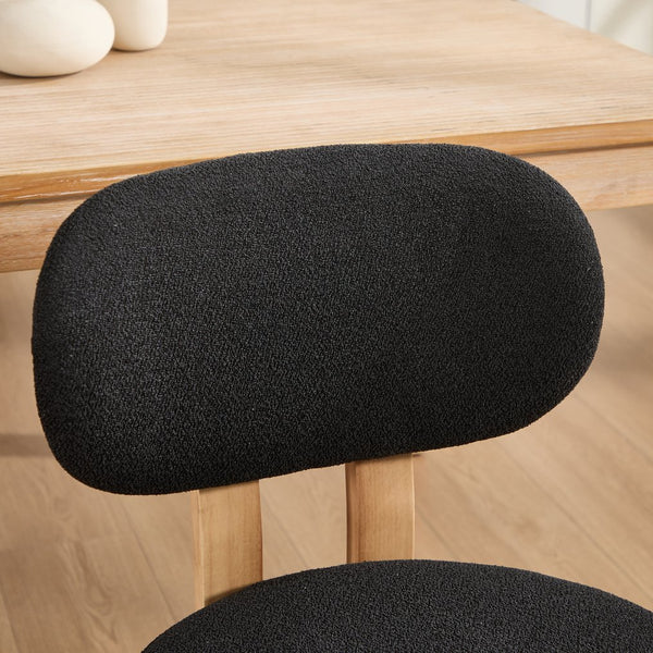 English Elm Wooden Wingback Dining Chairs Chenille Upholstered Set for Farmhouse Kitchen Black W3244P457877