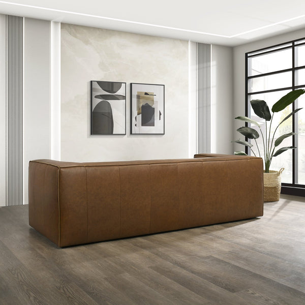 English Elm Colton Saddle Tan Leather Sofa with Green Velvet Swivel Chairs Living Room Set B183S00222