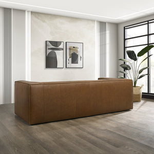 English Elm Colton Saddle Tan Milled Leather Sofa with Vintage Patina and Solid Wood Frame B183S00223