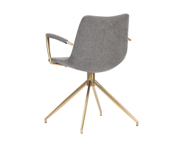 Sunpan Andres Swivel Dining Armchair – Elegant Industrial Design with Gold Legs for Stylish Dining Spaces Belfast Koala Grey