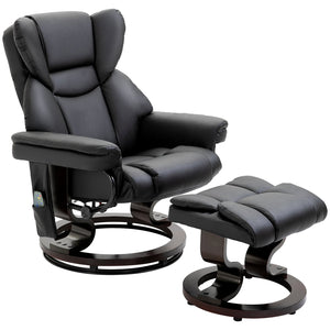 English Elm Homcom Massage Recliner Chair With Ottoman, 10 Vibration Points, 360° Swivel, Faux Leather Comfort W2225P217951