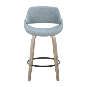 English Elm Fixed-height Swivel Counterstools Blue Fabric Grey Wood Legs Modern Kitchen Set of 2 B202S01818
