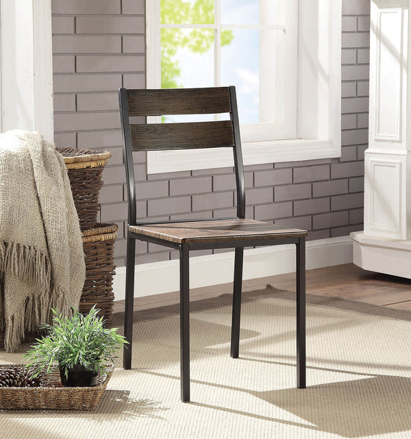 English Elm Dining Rustic Industrial 5pc Counter Height Set with Weathered Wood Seats and Sturdy Metal Frame, Casual Comfort Antique brown,Black 46 L x 30 W x 5 H B2741P320839