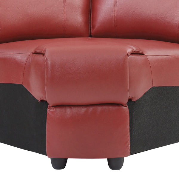 English Elm Ward PU Wedge Sectional Piece for Spacious Seating – Durable Faux Leather, Easy-Clean, Converts Easily Red 60 L x 26 W x 30 H B078P301548
