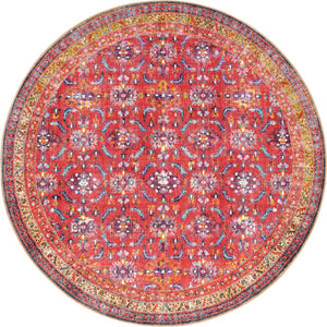 Unique Loom Timeless John Machine Made Floral Rug Red, Beige/Black/Blue/Ivory/Violet/Gold/Green 7' 7" x 7' 9"