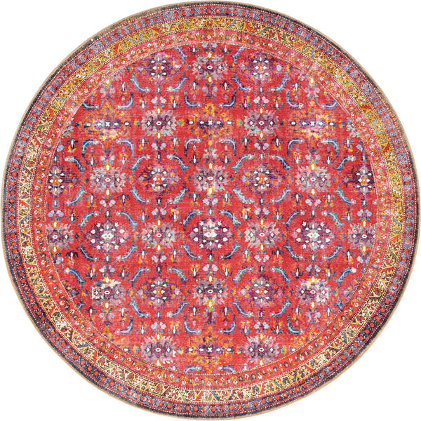Unique Loom Timeless John Machine Made Floral Rug Red, Beige/Black/Blue/Ivory/Violet/Gold/Green 7' 7" x 7' 9"