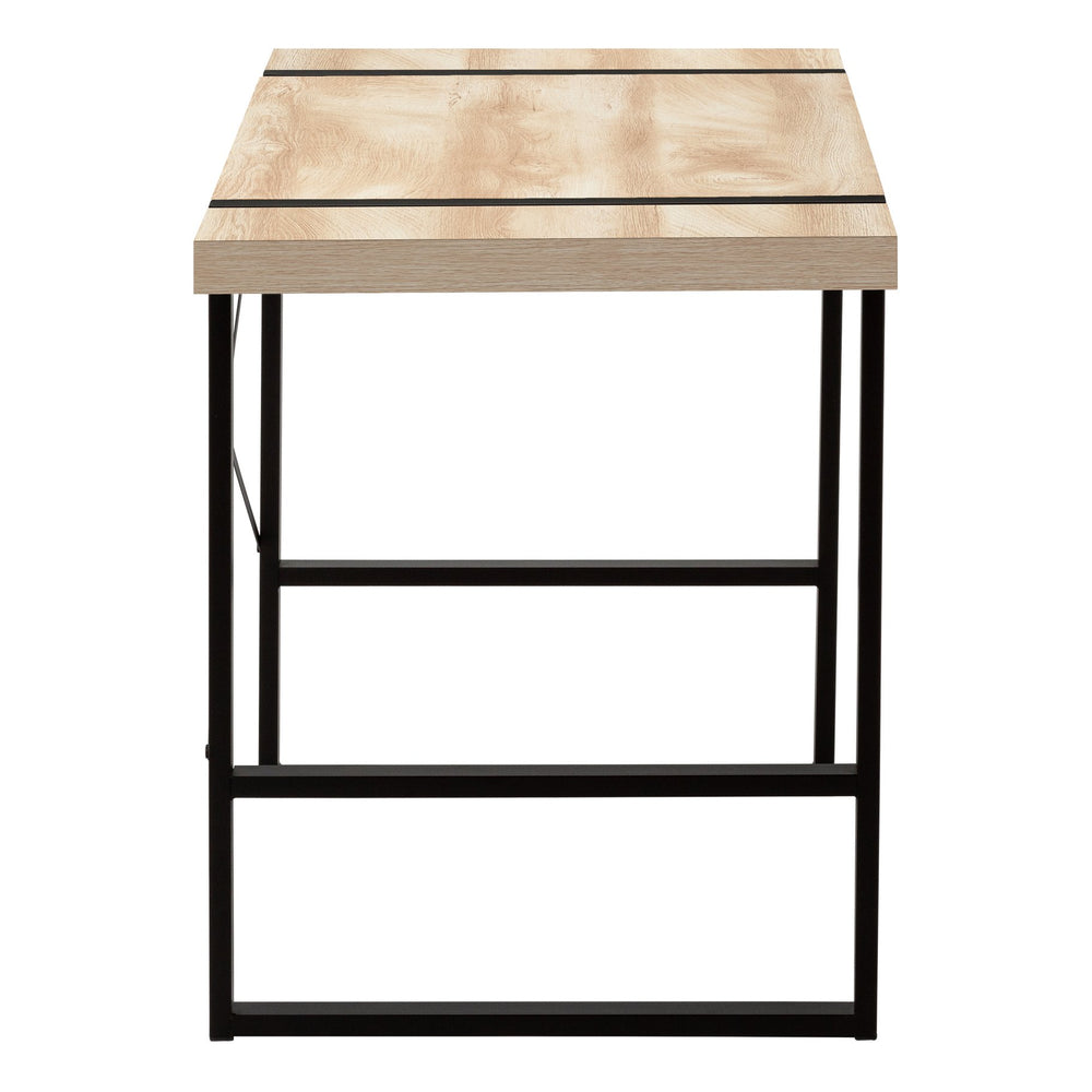 English Elm Computer Desk - Stylish Natural Laminate With Black Metal Frame, Perfect For Home Office & Study B2710P219880