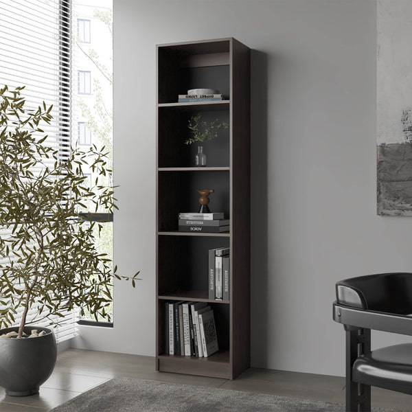 English Elm Stained Walnut Bookcase - Elegant Open Shelving Unit With 5 Tiers For Stylish Storage & Display B062P323168-GIGA