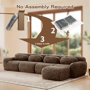 English Elm L-shaped Modular Plush Sectional Sofa with Cloud Foam Cushions for Cozy Living Spaces Chocolate W714S01545