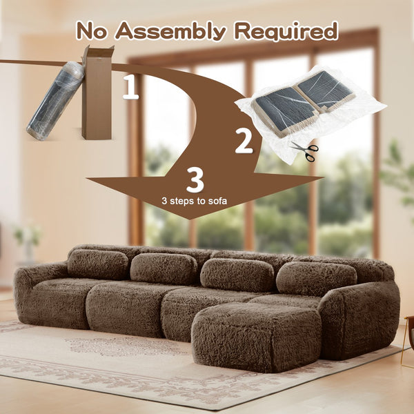 English Elm L-shaped Modular Plush Sectional Sofa with Cloud Foam Cushions for Cozy Living Spaces Chocolate W714S01545