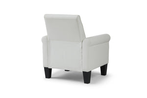 English Elm Vineland High Back Faux Leather Accent Chair with Tailored Piping for Modern Living White B078P497923