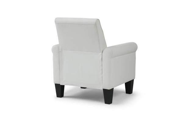 English Elm Vineland High Back Faux Leather Accent Chair with Tailored Piping for Modern Living White B078P497923