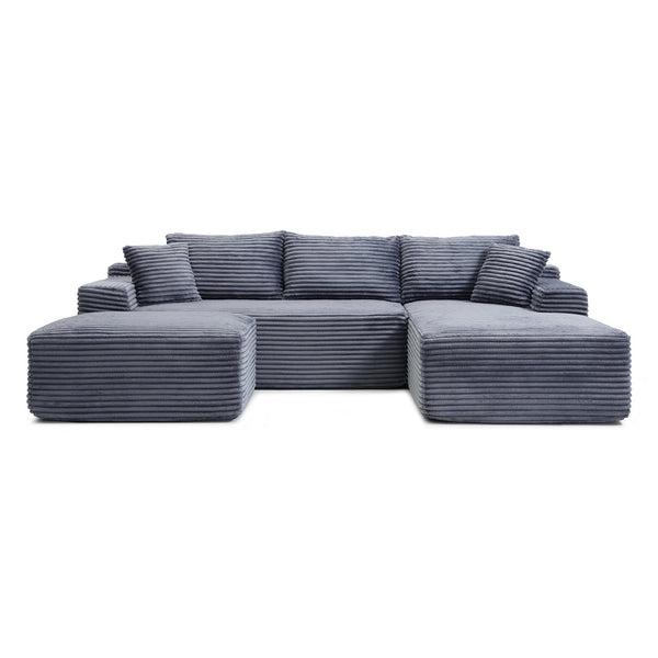 English Elm 105'' Modular L-shaped Sectional with Ottoman Deep Seat Corduroy Couch for Living Room W1117S00320