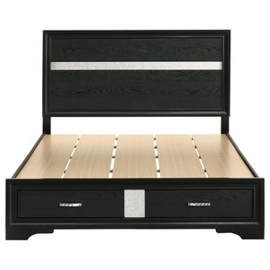 English Elm Orchid Black Queen Storage Panel Bed with Crystal Pulls, Glitter Trim, Beveled Frame & Slatted Base B062S00697