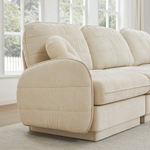 English Elm Chenille Cloud Loveseat with Quilted Back Pillows Deep Seat Comfort for Living Room W714S01747