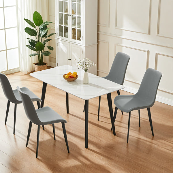 English Elm Green Pu Leather Upholstered Dining Chair Set with Metal Legs for Modern Interiors T3967P421220