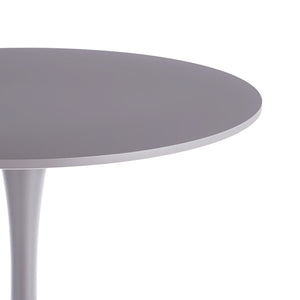 English Elm 31.5" Round Mdf Pedestal Dining Table Mid-century Modern Sculpted Base Seats Four Grey W234P405191