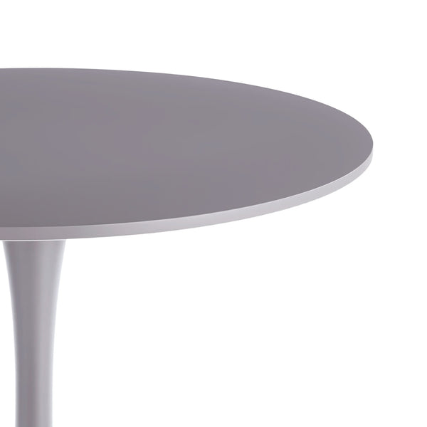 English Elm 31.5" Round Mdf Pedestal Dining Table Mid-century Modern Sculpted Base Seats Four Grey W234P405191
