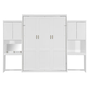 English Elm Queen Size Murphy Bed With Integrated Desk, Vanity & Storage Cabinets For Versatile Living Spaces N820S10057K-GIGA