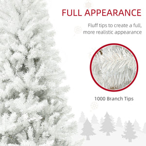 English Elm Homcom 6Ft Tall White Artificial Christmas Tree, Auto-Open, 1000 Branch Tips, Safe Steel Base Décor W2225P229373