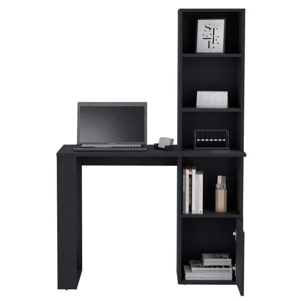 English Elm Iowa Black Computer Desk with 4-Tier Bookcase, 25.1"W Work Surface & Single Cabinet Storage for Home Office B070P188864