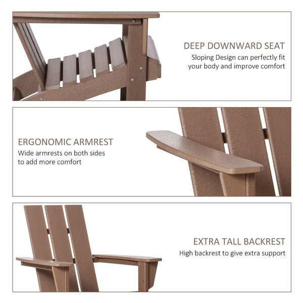 English Elm Outsunny Adirondack Chair For Patio & Garden, Eco-Friendly Hdpe, Weather Resistant, Comfort Design W2225P217580-GIGA