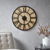 Madison Park Mason Modern/Contemporary 23.6" Wood Wall Clock MP95D-0303 Natural/Black