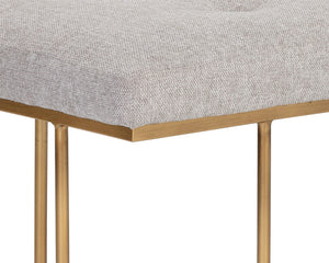 Sunpan Maverick Bench - Stylish Tufted Seat with Antique Brass Legs for Elegant Living Room Seating Belfast Heather Grey