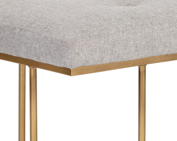 Sunpan Maverick Bench - Stylish Tufted Seat with Antique Brass Legs for Elegant Living Room Seating Belfast Heather Grey