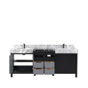 English Elm Black Double Bath Vanity 80" W X 22" D With Castle Grey Marble Top & Gun Metal Faucet For Modern Style B2731P261122