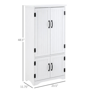 English Elm Foyer Beadboard Floor Cabinet with Drawers White Farmhouse Storage for Entryway Bath White T3971P469681