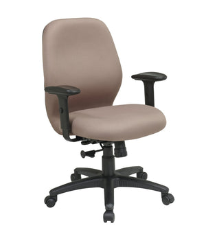 OSP Home Furnishings Mid Back Ergonomic Manager Chair with Synchro Tilt Lumbar Support and Padded Arms Taupe 3121-232
