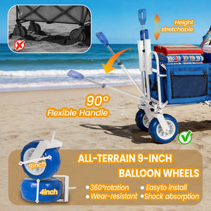 English Elm Beach Wagon Heavy Duty Folding Cart with 500lb Capacity and All Terrain Pvc Wheels W2932P412006